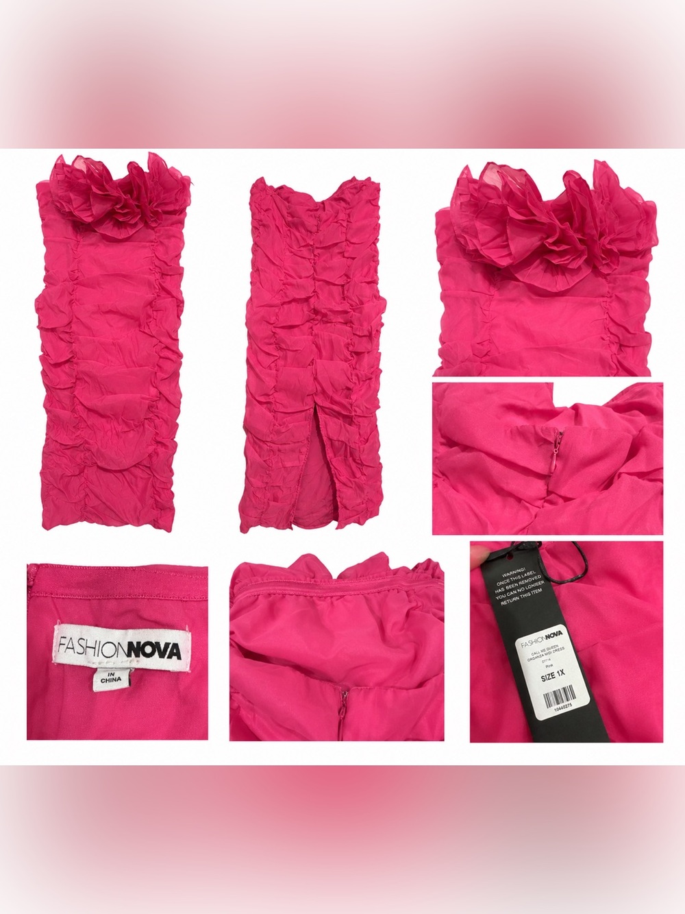 Fashion Nova Hot Pink Ruffle Maxi Dress